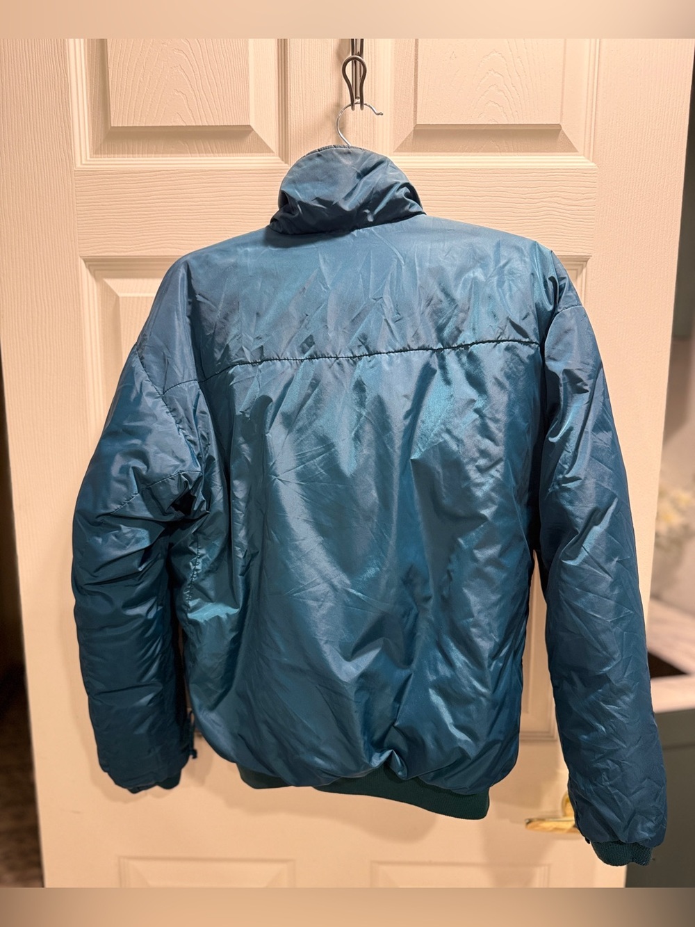 VTG 90s Columbia Reversible Down Puffer Jacket Men's Small Teal Purple - Picture 3 of 12